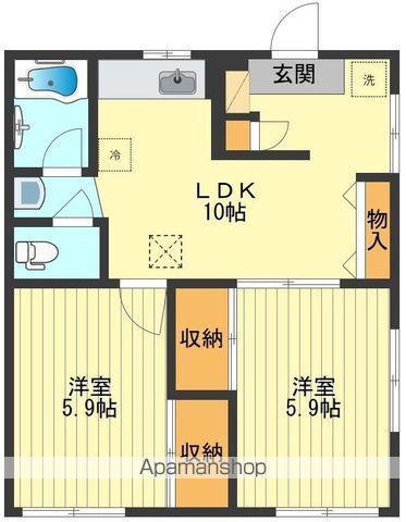 アメニティ国立(2DK/1階)の間取り写真