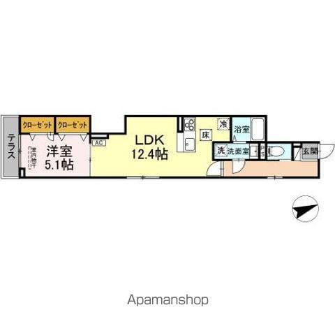 D-ROOM八幡町(1LDK/1階)の間取り写真