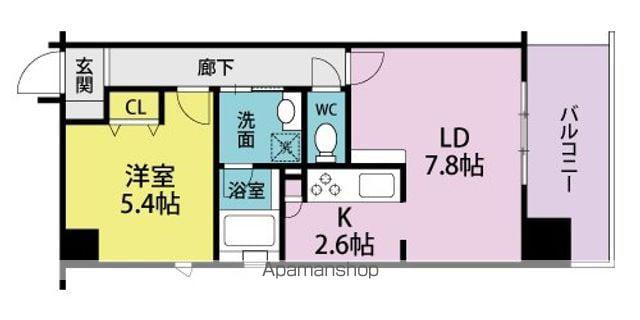 ピネータテラス武庫之荘(1LDK/6階)の間取り写真