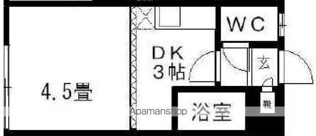 グリーンチャイム(1DK/1階)の間取り写真