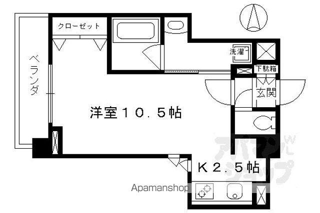 アスヴェル京都御所前III(1K/5階)の間取り写真