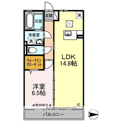 ウィルモア夷山B(1LDK/1階)の間取り写真