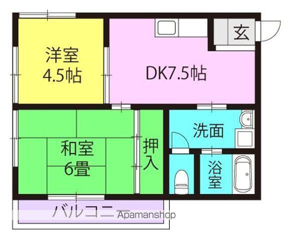 西桜木ハイツ(2DK/2階)の間取り写真