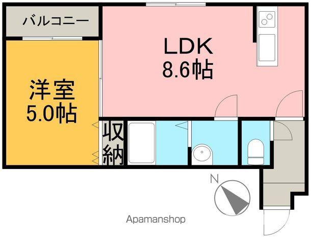 ブレッシング札幌白石(1LDK/2階)の間取り写真