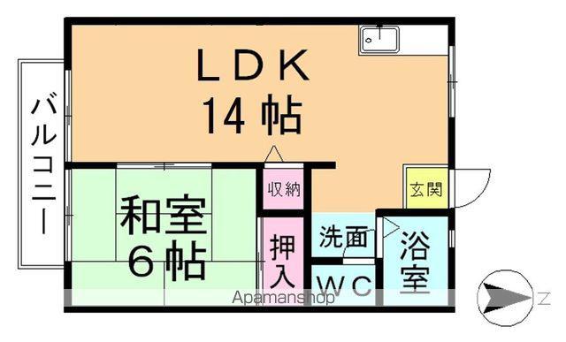 パナハイツ楽田 C棟(1LDK/1階)の間取り写真