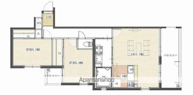 アルテマイスター谷川(2LDK/4階)の間取り写真