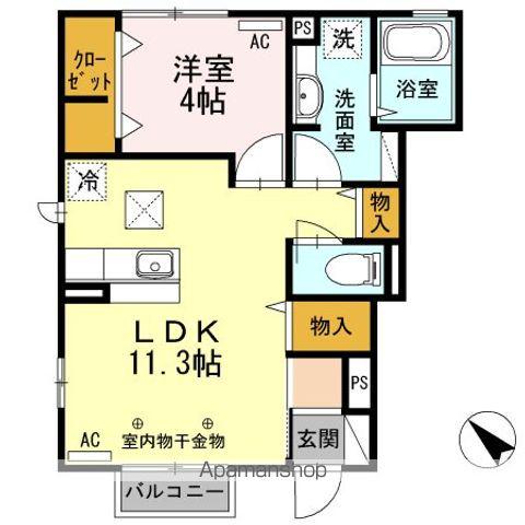 スコヤカパークきのもて(1LDK/1階)の間取り写真