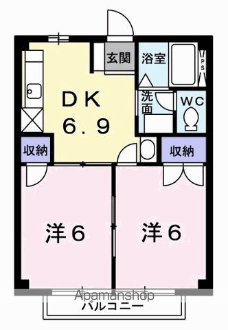 ハイツ友舞南(2DK/1階)の間取り写真