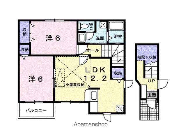 ルミエールA(2LDK/2階)の間取り写真