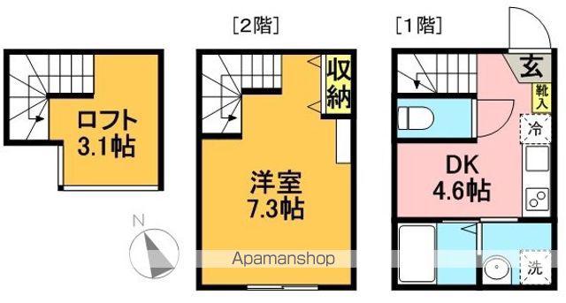ハーミットクラブハウス高井戸(1DK/1階)の間取り写真