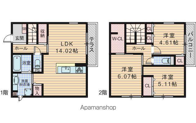 サクラビレッジ豊中市本町　Ｂ棟(3LDK)の間取り写真