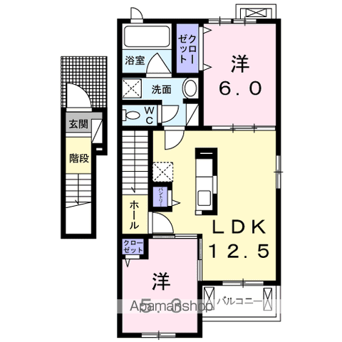 ベルコート高針A(2LDK/2階)の間取り写真