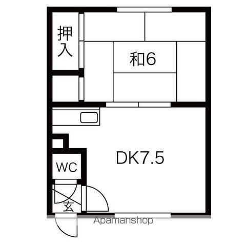 第2八栄ハウス(1DK/2階)の間取り写真
