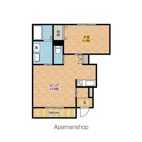 鹿島臨海鉄道 鹿島神宮駅 バス乗車時間：90分 労災病院前バス停で下車 徒歩124分 2階建 築14年(1LDK/1階)の間取り写真