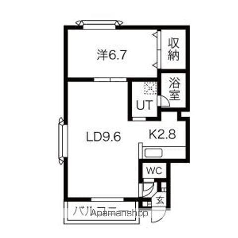 ロイヤルマンション(1LDK/1階)の間取り写真