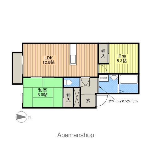 フレグランスKANI(2LDK/1階)の間取り写真