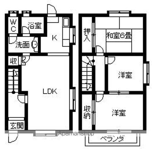 メゾネット井川(3LDK/1階)の間取り写真