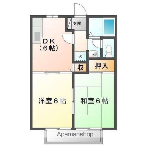 ビーラインアワネ(2DK/2階)の間取り写真