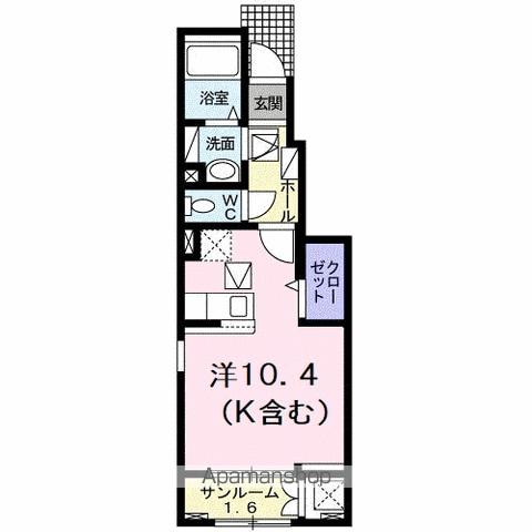 オルテンシア(ワンルーム/1階)の間取り写真