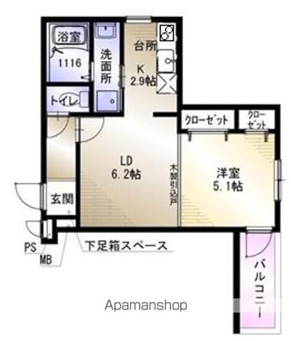 セレーノ北桜塚(1LDK/1階)の間取り写真