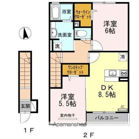 ミル・クレール(2DK/2階)の間取り写真