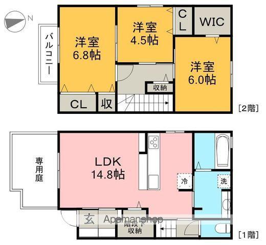 ガーデンコートA棟(3LDK/1階)の間取り写真