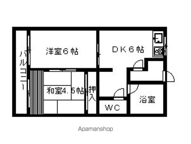 フラワーキャスル(2DK/1階)の間取り写真
