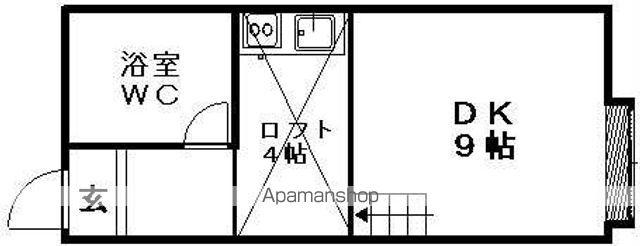 プラザイン川沿(1K/2階)の間取り写真