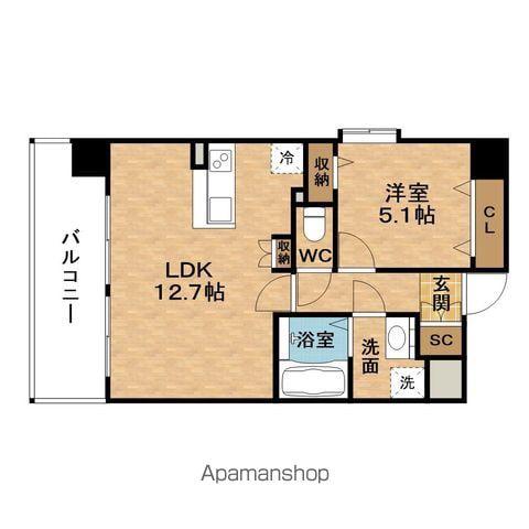 SPLENDIDE中之島ウエスト(1LDK/7階)の間取り写真