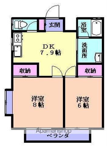 タウンハウス沢(2DK/1階)の間取り写真