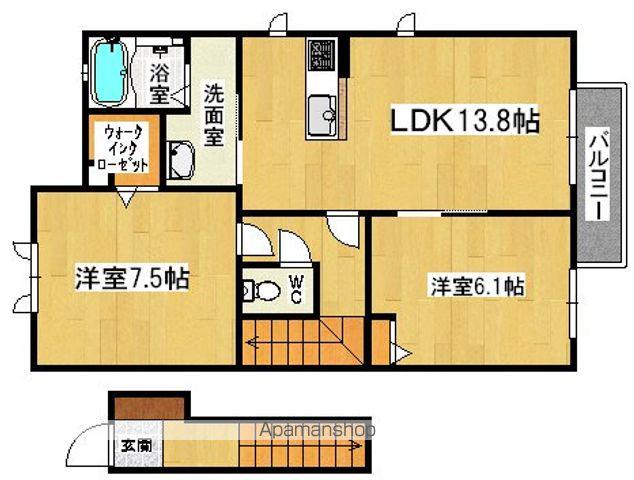 シャーメゾン幸B棟(2LDK/2階)の間取り写真