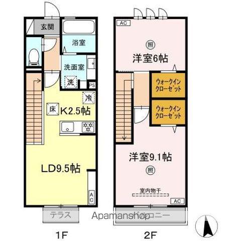 ＲＡＹ　ＮＯＲＴＨ　ＥＡＳＴ　ＬＩＢＲＡＲＹ　Ａ棟(2LDK)の間取り写真