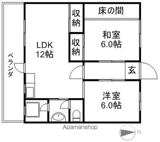 ミヤザキ第1マンション(2LDK/1階)の間取り写真