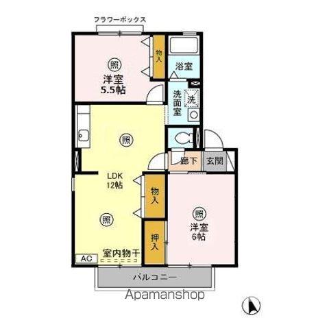 レインボーハイツⅡ番館(2LDK/1階)の間取り写真