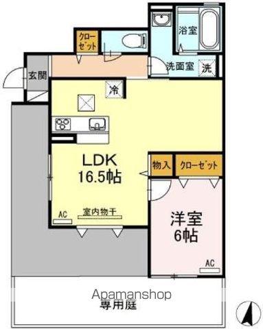 ドリーム B棟(1LDK/1階)の間取り写真