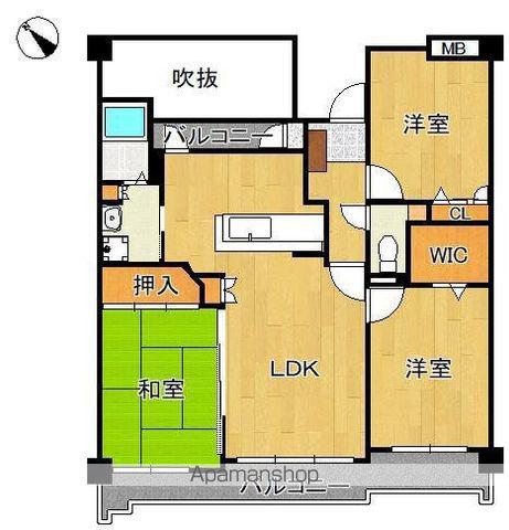 リヴィエール下曽根駅南口1302号(3LDK/13階)の間取り写真