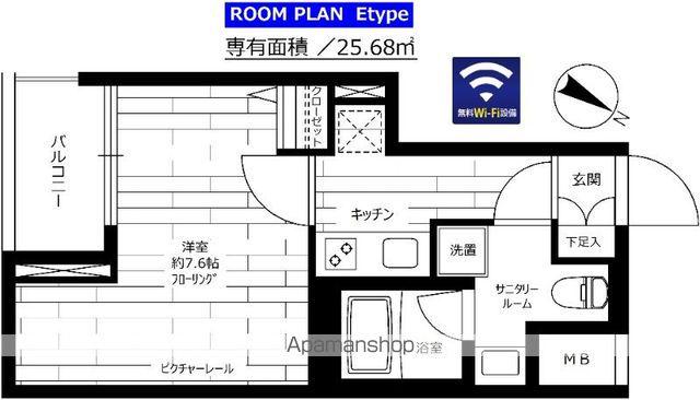 グランドコンシェルジュ日本橋水天宮(1K/3階)の間取り写真