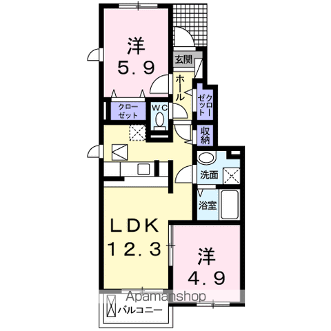アウトリガー(2LDK/1階)の間取り写真