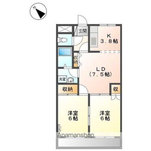 コーポ昴(2LDK/2階)の間取り写真