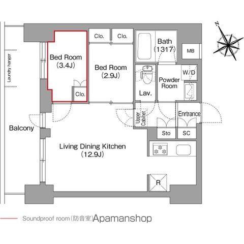 コンフォリア・リヴ平井MUTIO(2LDK/6階)の間取り写真