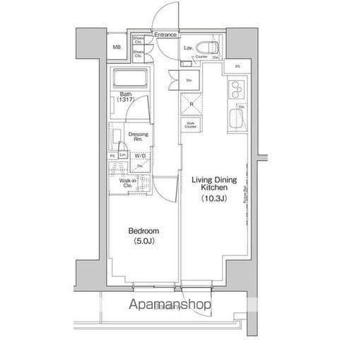 ザ・パークハビオ中野富士見町ガーデン(1LDK/6階)の間取り写真