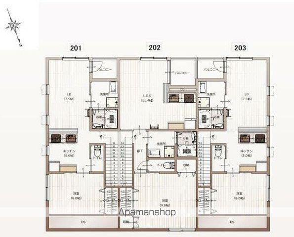 タウンコートK(1LDK/2階)の間取り写真