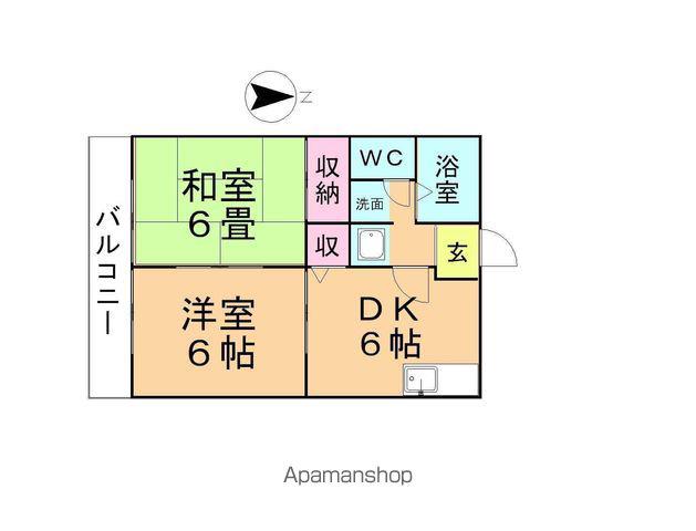 BEELINEまほろば(2DK/2階)の間取り写真