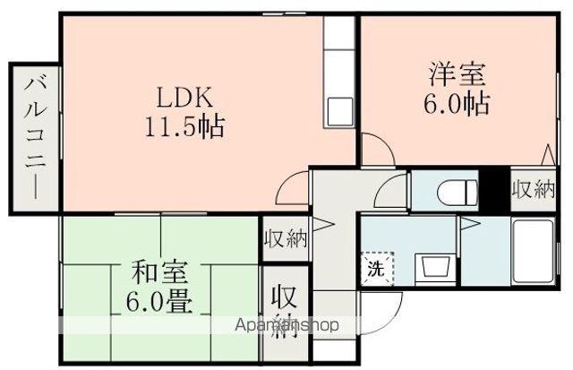 クロノス27飛田B(2LDK/2階)の間取り写真