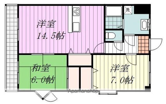 サザンビュー21(2LDK/7階)の間取り写真