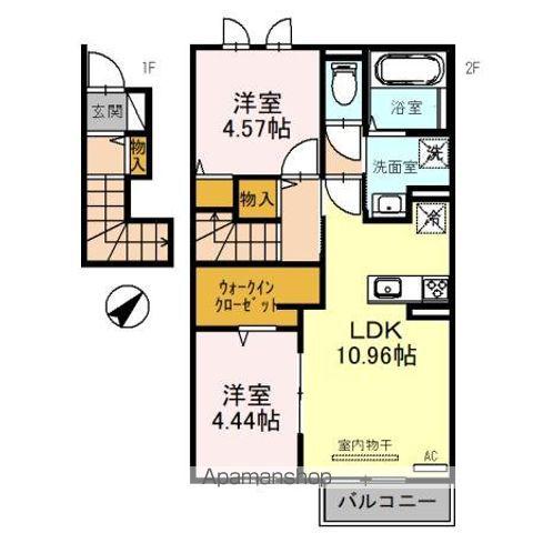 アリビオ西内貴(2LDK/2階)の間取り写真