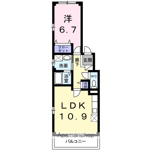 アーバンライフいずみⅡ(1LDK/2階)の間取り写真