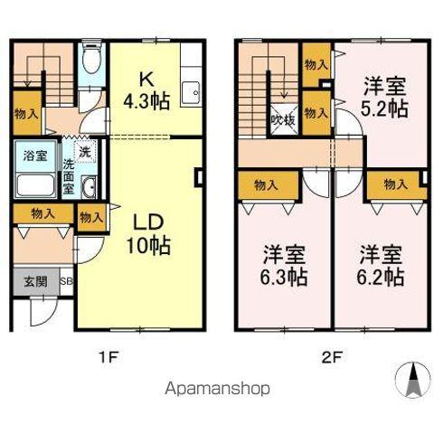 ＹＥレジデンス　Ｃ(3LDK)の間取り写真