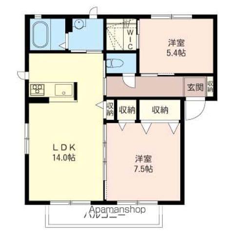 ソレアードヴィラB(2LDK/1階)の間取り写真