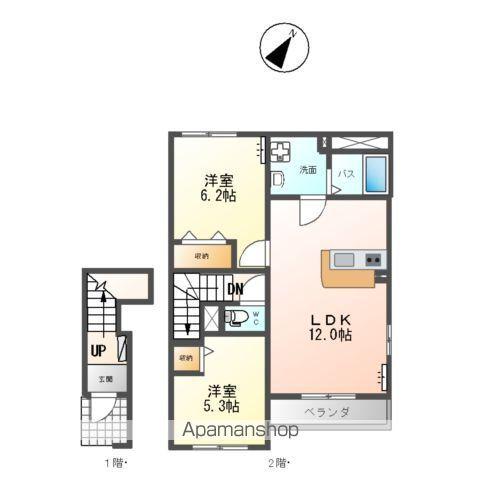 サニーテラス(2LDK/2階)の間取り写真